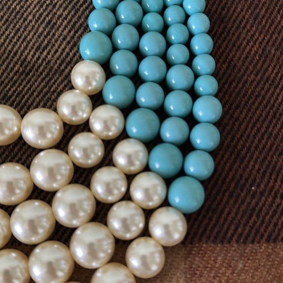 Multi Strand Pearl/Turquoise Necklace and Earrings Set NWT - Picture 3 of 6